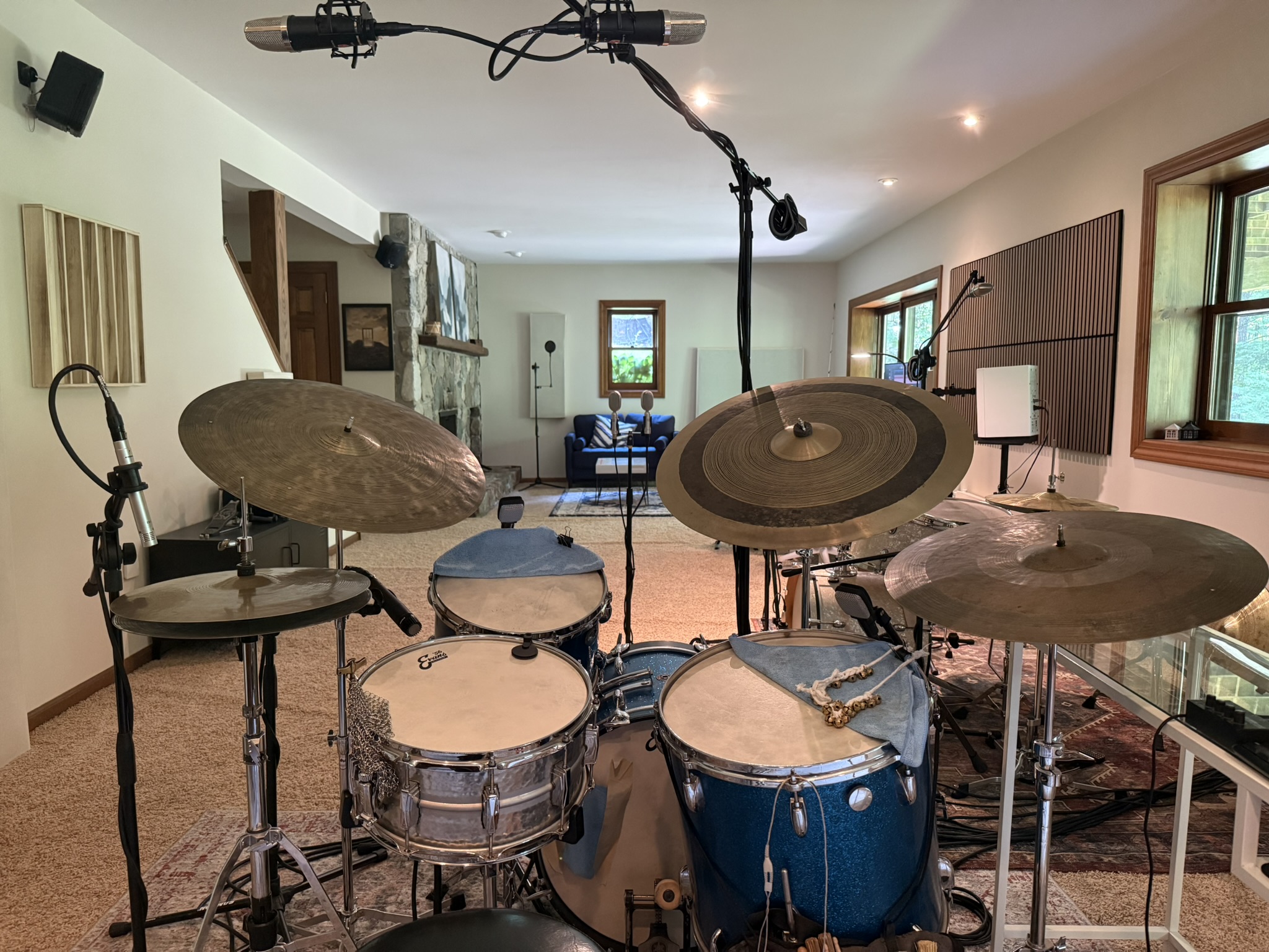View from the drum kit inside Matias Menarguez Music Studio
